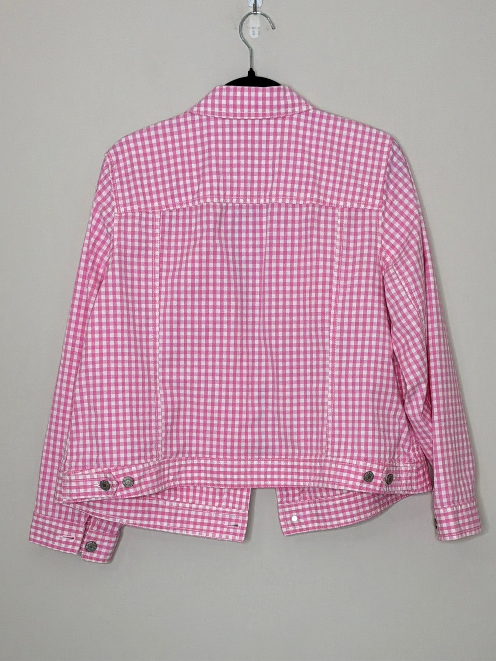 Talbots Pink Gingham Button-Front Cotton Jacket - Picture 7 of 12